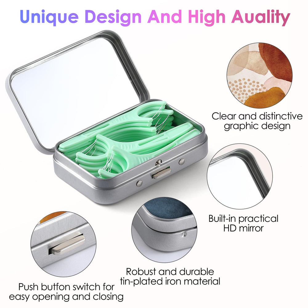 Close-up of built-in HD mirror in the dental floss case