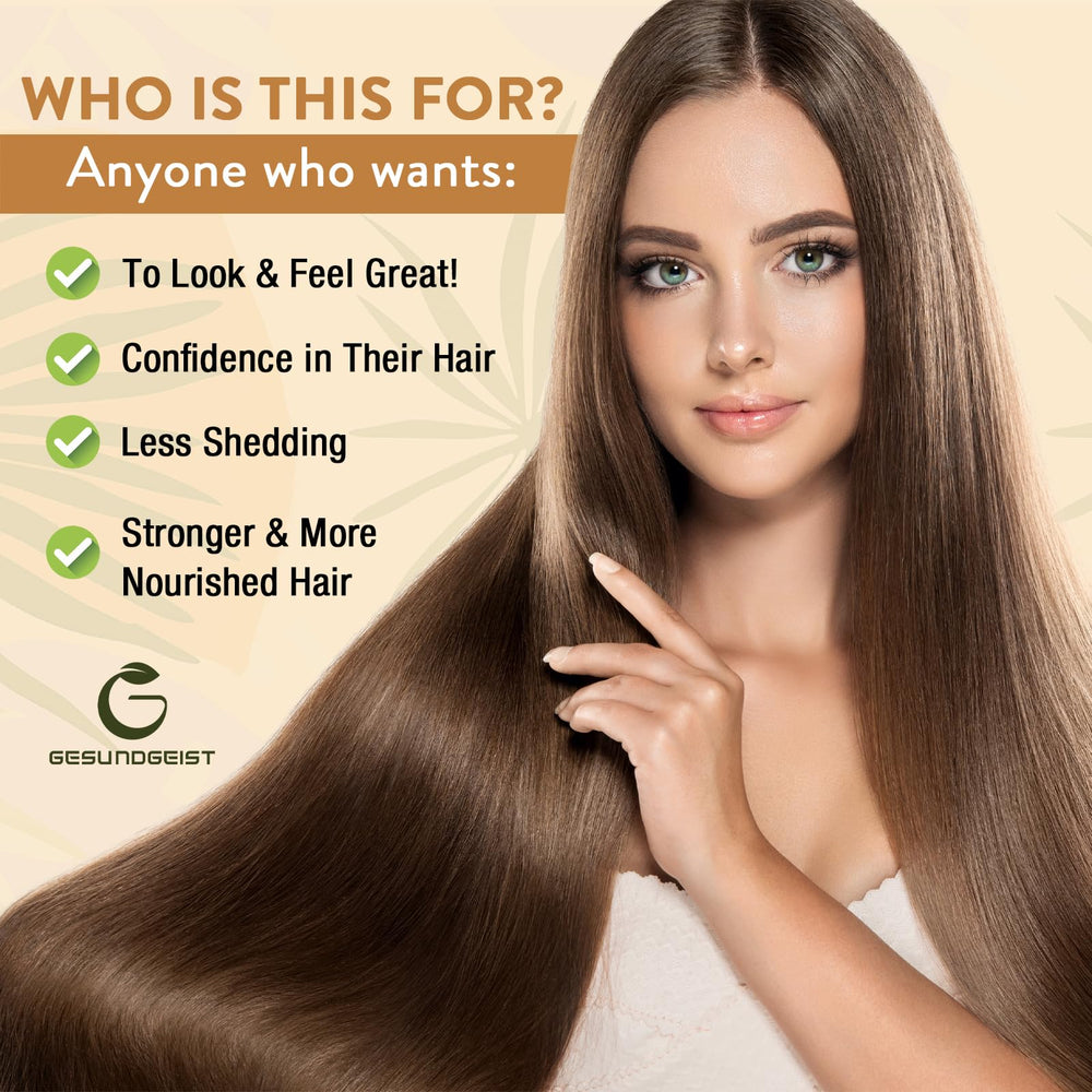Illustration of 5-in-1 blend: Pumpkin Seed, MSM, Hyaluronic Acid, Collagen, Keratin