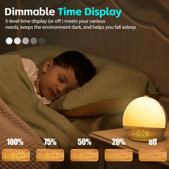 Geuuap wood grain white noise clock Bluetooth speaker for room ambiance