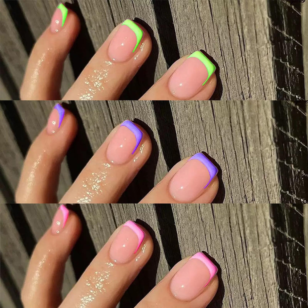 Geyakal five-color French tip nails for versatile styles.