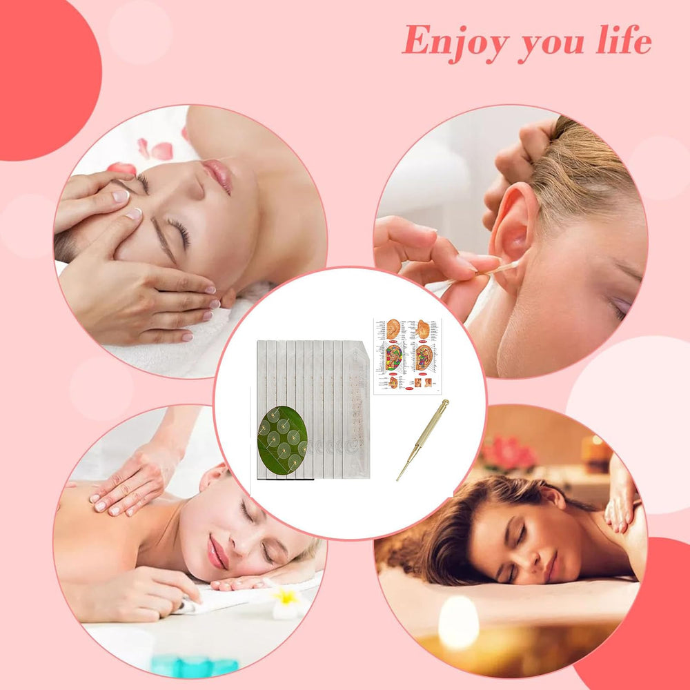 Steps: clean ear, select acupressure point, apply and press