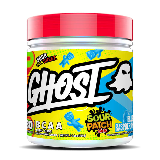 GHOST BCAA Powder Blue Raspberry Sour Patch Kids flavor, 30 servings
