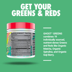 GHOST Greens Guava Berry tub with scoop suggests easy daily servings