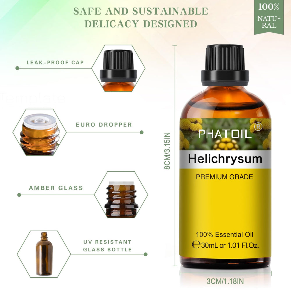 Elegant gift box packaging for PHATOIL Helichrysum essential oil