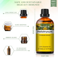 Elegant gift box packaging for PHATOIL Helichrysum essential oil