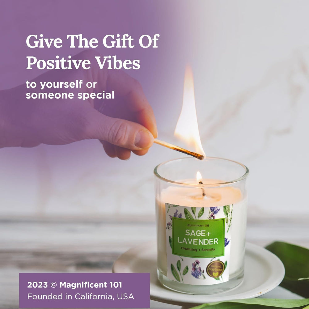 Gift-ready Magnificent 101 Sage & Lavender soy candle set
