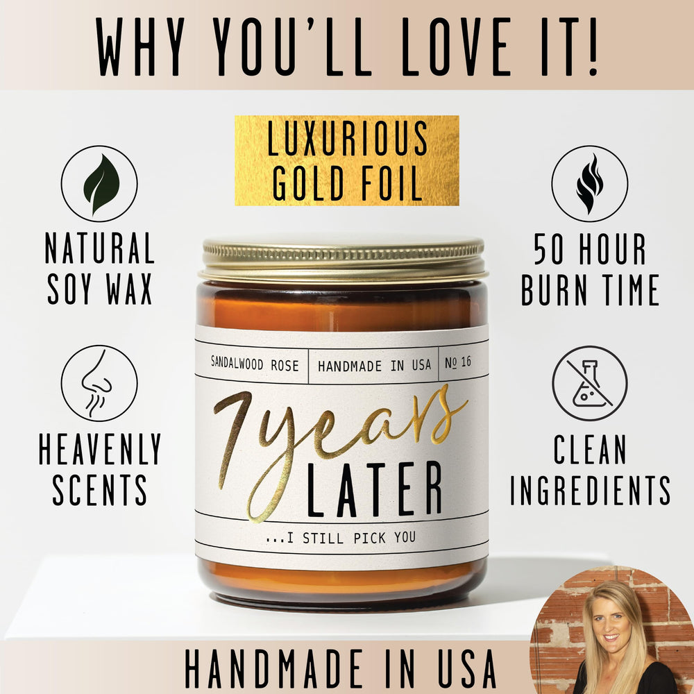 Gift-ready packaging for 7th anniversary candle