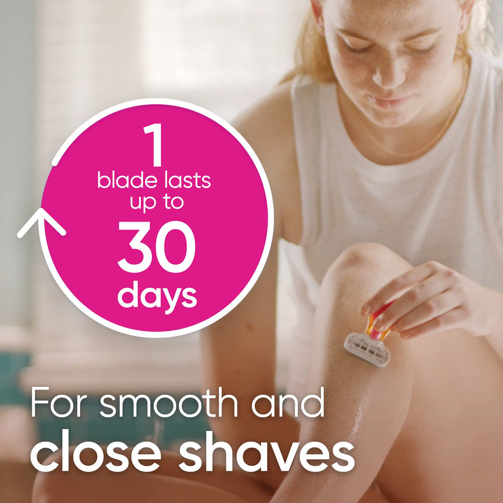 Gillette Venus Snap Cosmo Pink five blades provide a smooth glide.