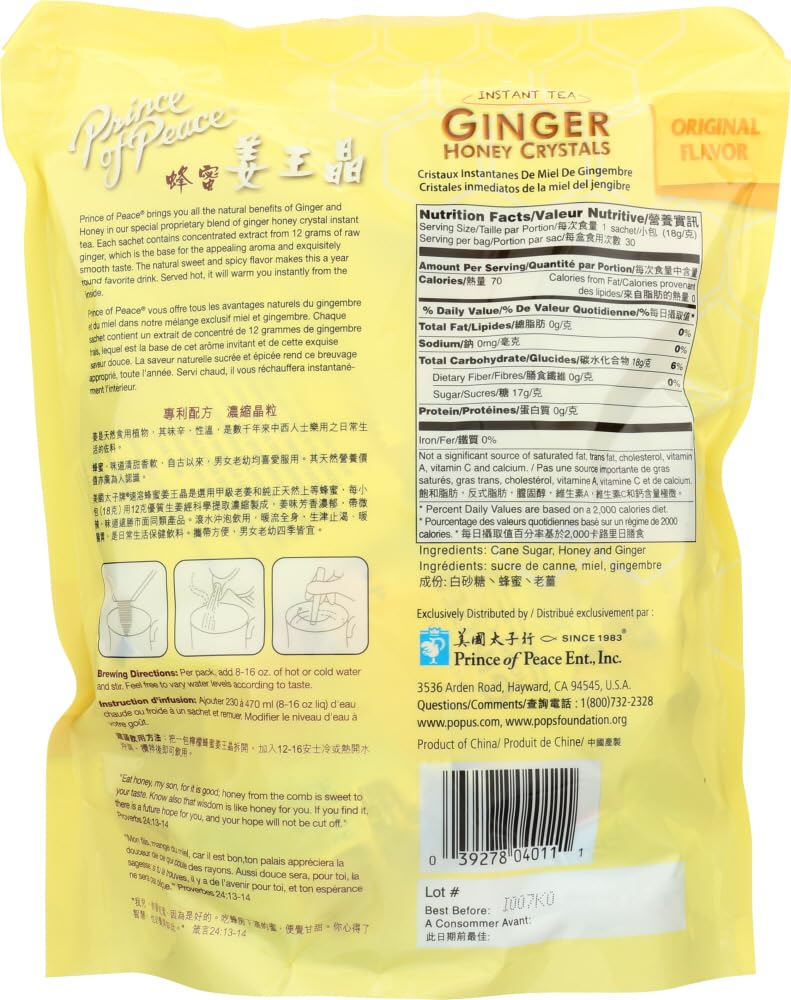 Ginger honey crystals sachets arranged for tea