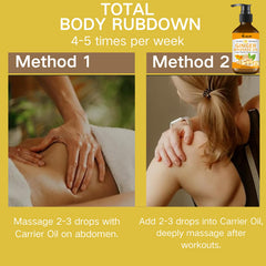 Arnica extract and ginger oil in the massage blend