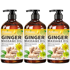 Three-pack ginger massage oil bottles – front view