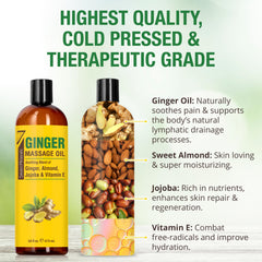 Close-up of therapeutic-grade ginger massage oil ingredients