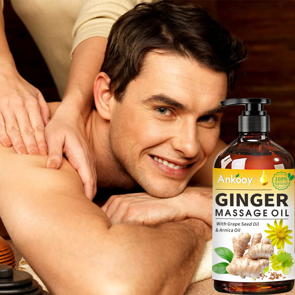 Ginger massage oil bottle with packaging and dropper
