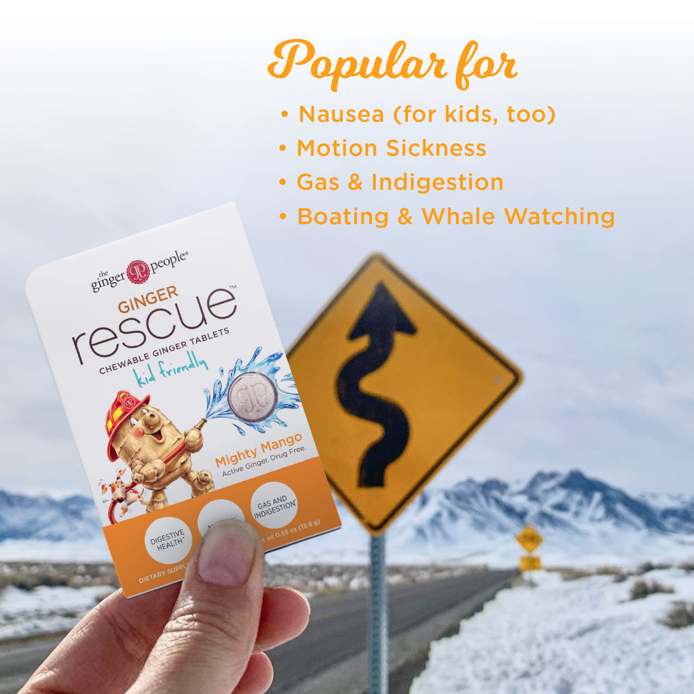 Kid-friendly Ginger Rescue chewables packaging in hand