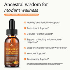 Ginger and turmeric liquid drops showing absorption benefits