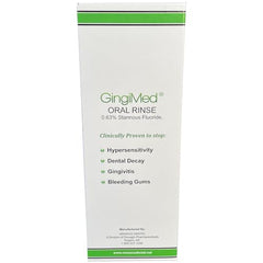 GingiMed dental rinse packaging displayed on shelf