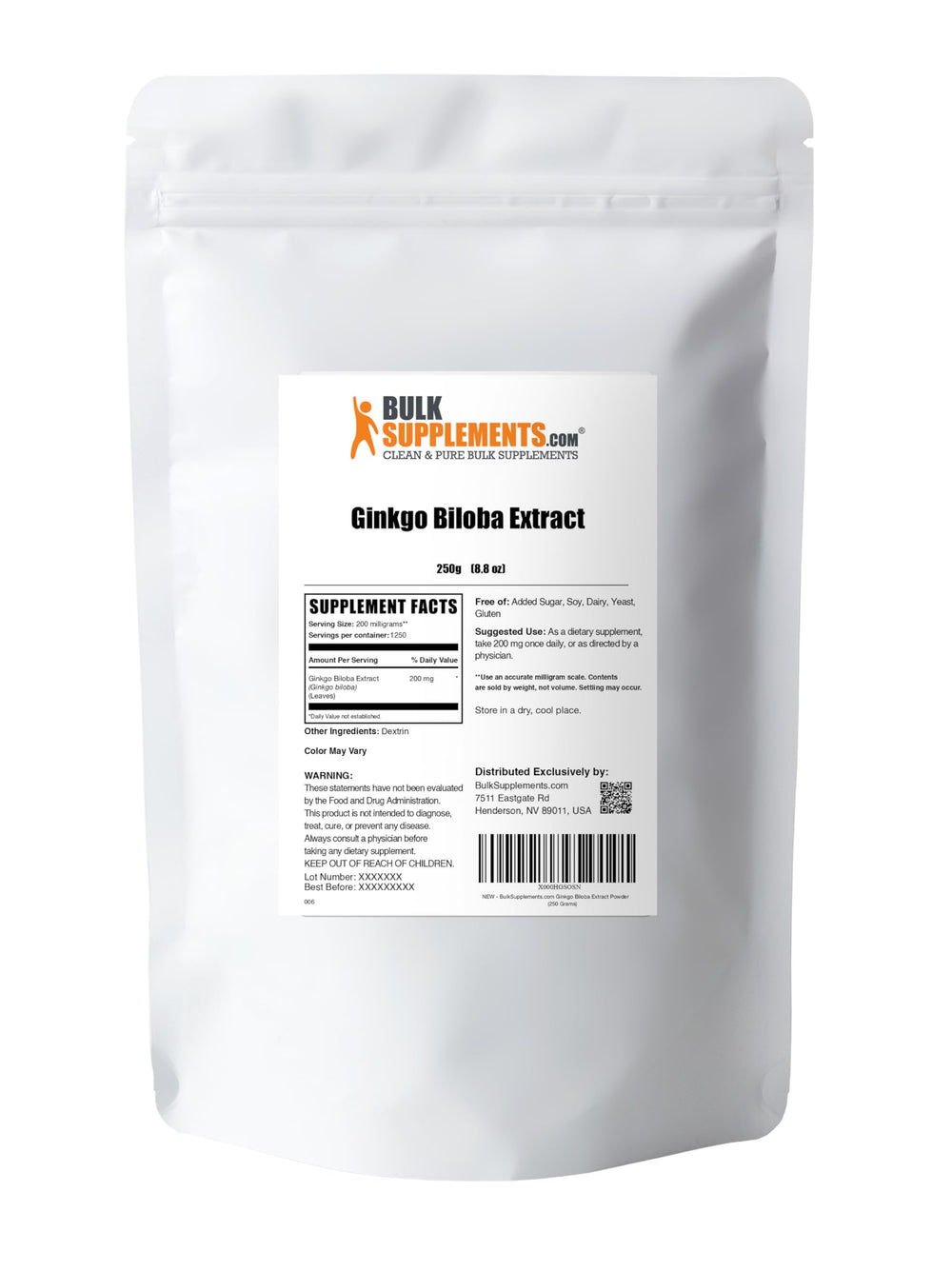 Ginkgo Biloba powder ingredients close-up