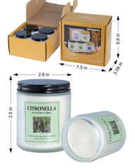 Gift-ready citronella candle set in frosted jars