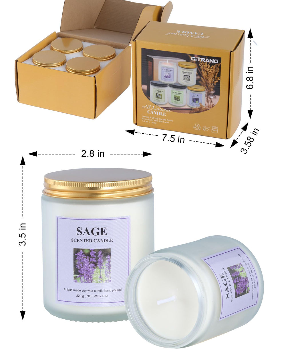 Sage candles in outdoor garden/patio setting