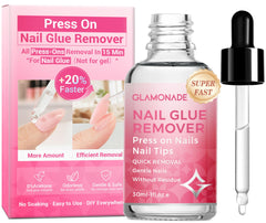 Glamonade press-on remover bottle for quick, easy nail glue removal.