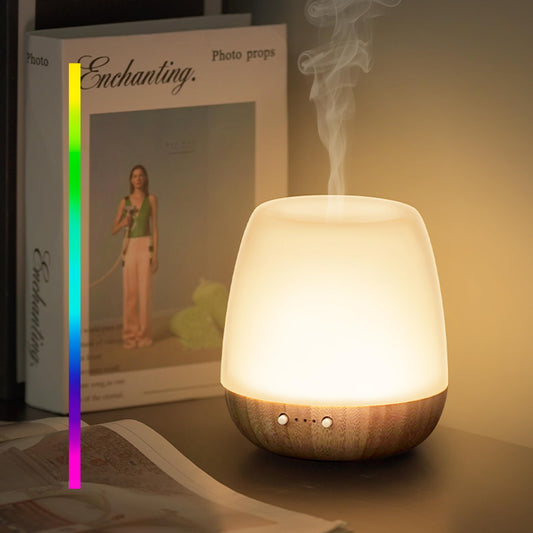 Glass-top 180ml essential oil diffuser with bamboo base