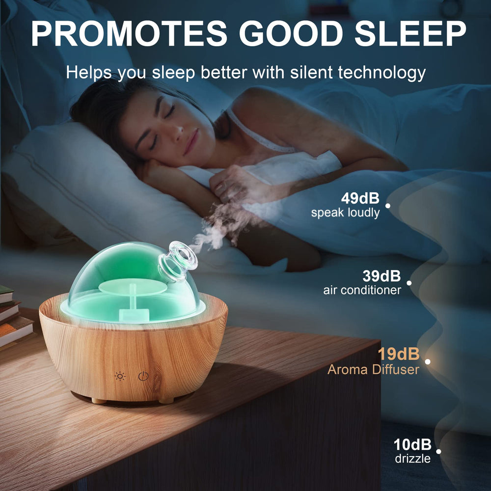 Whisper-quiet 280ml diffuser in use with auto-off feature