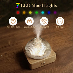 Whisper-quiet ultrasonic diffuser releasing mist