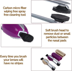 Close-up of carbon microfiber cleaning pad on glasses cleaner
