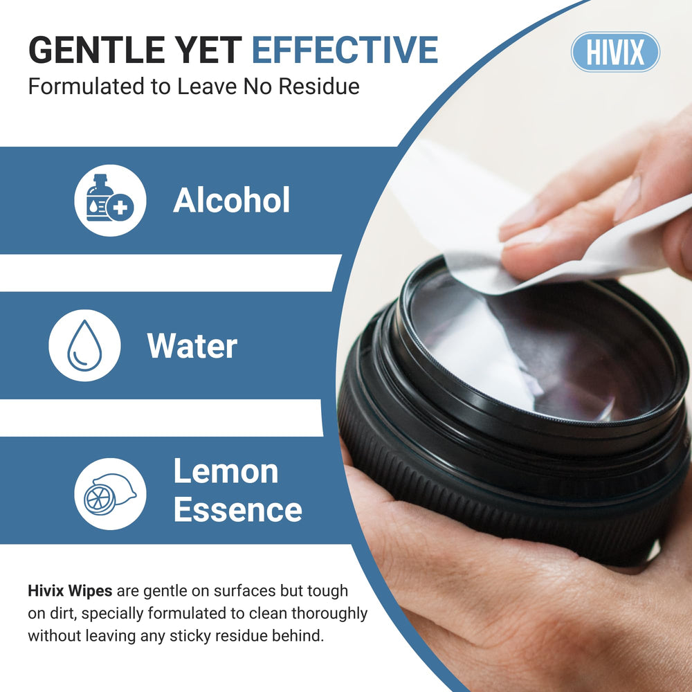Glasses being cleaned with lens wipes