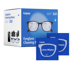 320-count pre-moistened glasses cleaning wipes in individual wrappers