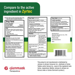 Glenmark Therapeutics 365-count bottle shows long-lasting pollen relief.