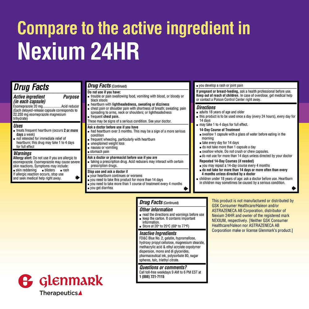 Glenmark esomeprazole capsules ready for daily use to reduce acid at the source.