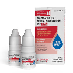 Glenmark Therapeutics Olopatadine eye drops twin-pack front bottle for allergy relief