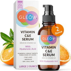 GLEOW Vitamin C Serum bottle closeup highlighting daily radiance and hydration