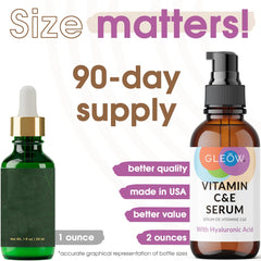 GLEOW Vitamin C Serum dispenser showing easy pea-sized application