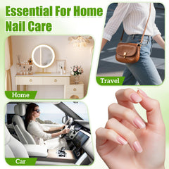 Glimmerella packaging designed for on-the-go nail care, lightweight and travel-friendly.