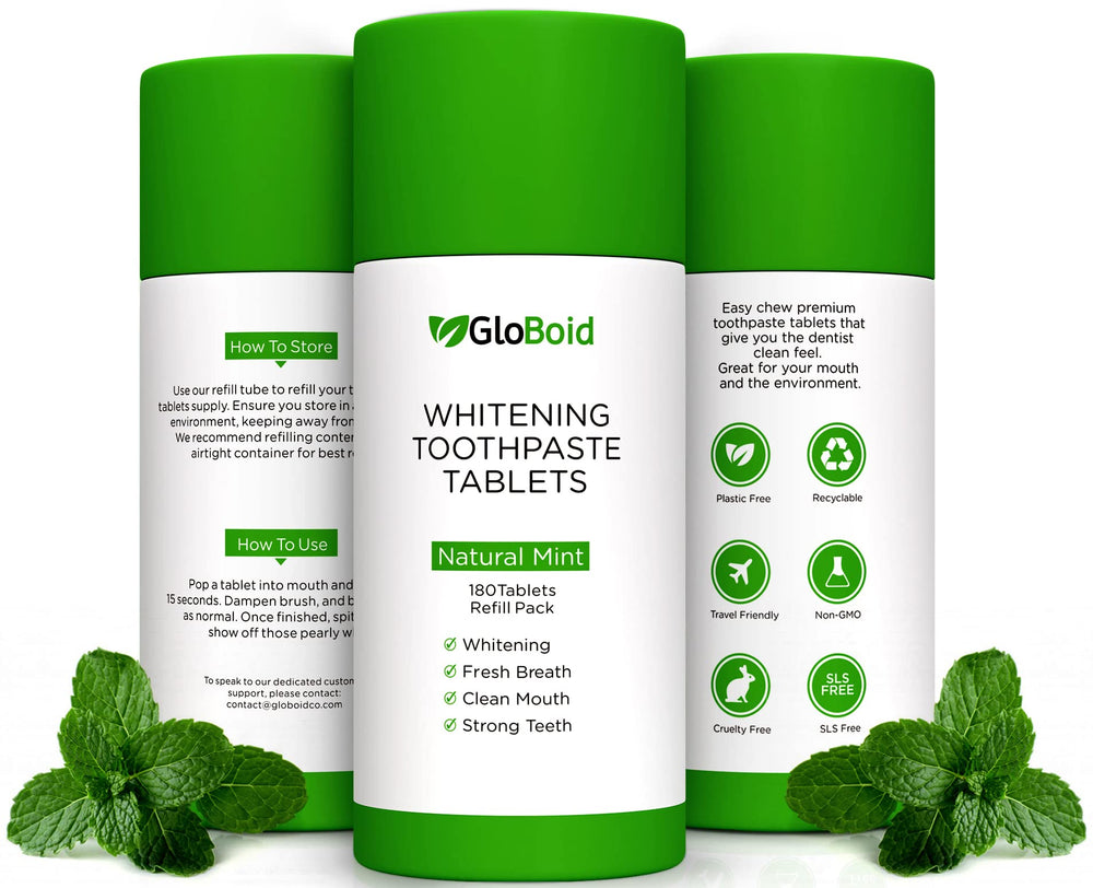 GloBoid Nano Hydroxyapatite toothpaste tablets in a glass jar (mint) - hero image