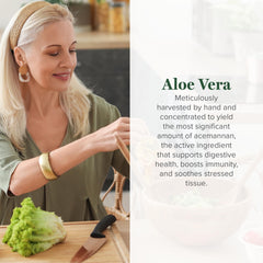 Close-up of Aloe Vera leaf and 200x concentrate illustration
