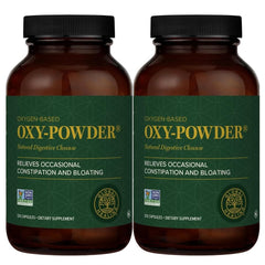Global Healing Center Oxy-Powder bottles front view for convenient detox support.