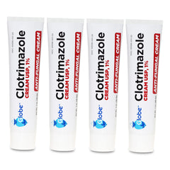 Globe Clotrimazole 1% cream tube front view offers symptom relief like itching.