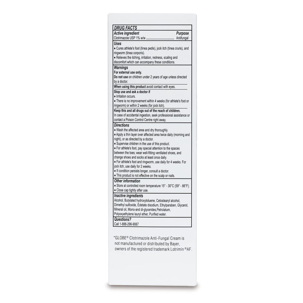 Globe Clotrimazole cream on feet demonstrates versatile antifungal care.