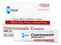 Globe Clotrimazole on skin demonstrates versatile use for body areas.