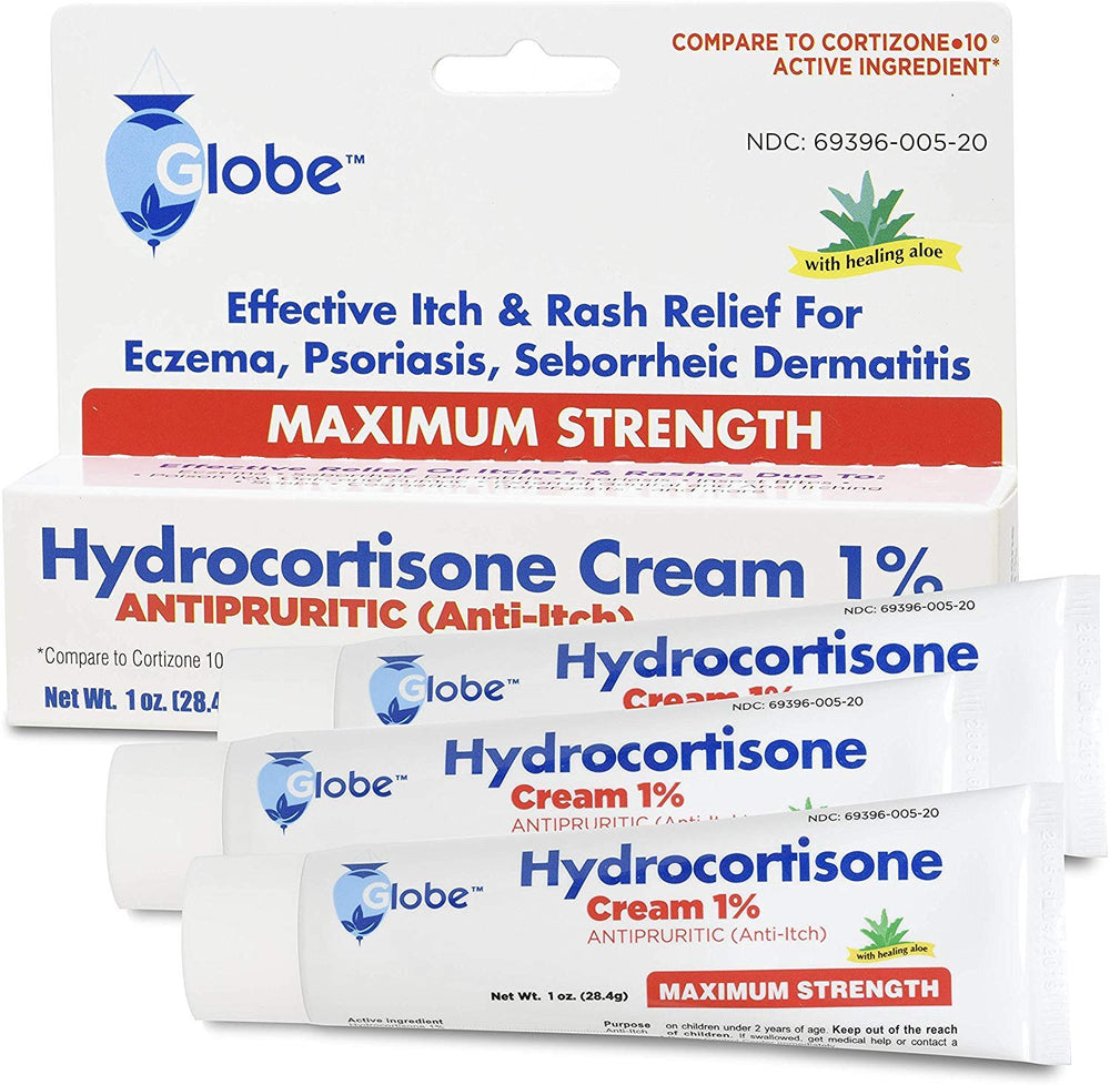 Globe Pharmacy bathroom shelf with cream ready for irritation needs