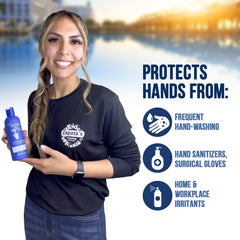 Gloves In A Bottle unscented hypoallergenic label closeup highlights sensitive-skin friendly design.