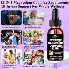 Packaging and ingredients of magnesium 12-in-1 complex liquid drops