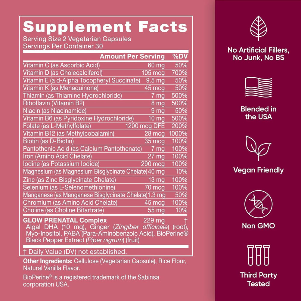 Vegan, gluten-free prenatal vitamins with no artificial ingredients