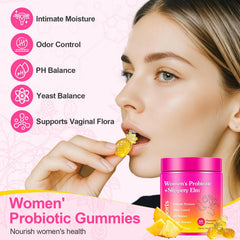 Illustration of vaginal health and pH balance with gummies