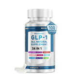 GLP-1 supplement bottle showing 34-in-1 formula