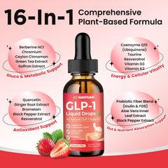 Close-up of GLP-1 drops with CoQ10, saffron, and quercetin for energy