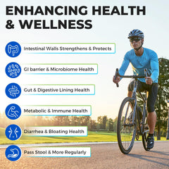 Graphic showing GLP-1 and probiotic benefits for gut health